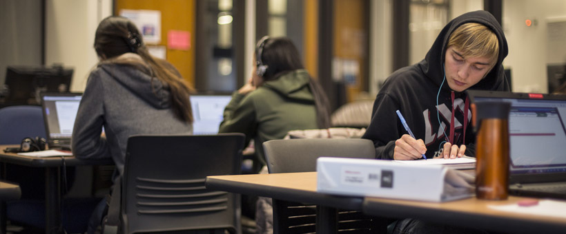 Students studying classroom
